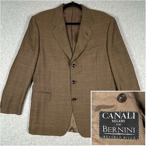 Canali Milano Blazer Jacket Sports Coat Italy Wool Brown Birdseye SEE‎ PICS